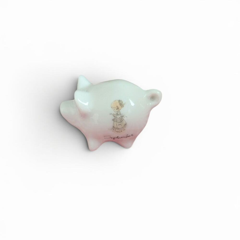 Vintage 1988 Precious Moments Ceramic Mini "September" Piggy Bank